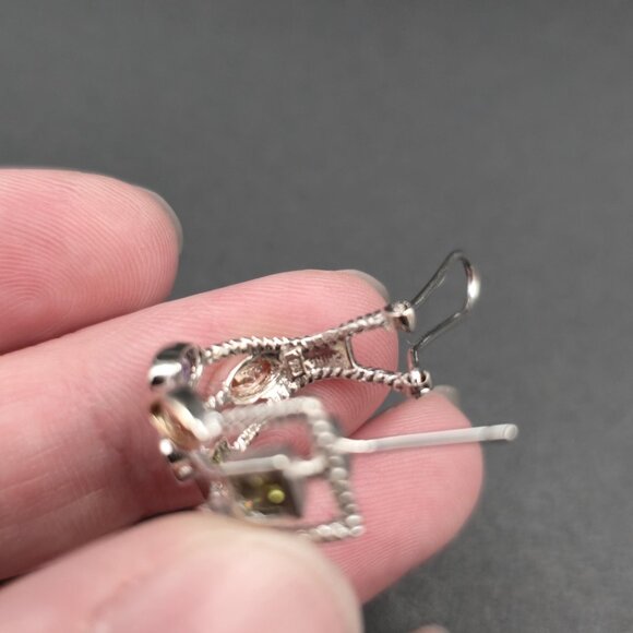 Sterling Silver Twisted Cable Colorful Cubic Zirconia Gem Earrings A7248 - Picture 6 of 8